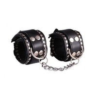 Kožená putá na ruky zdobená - black/black