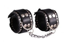 Kožená putá na ruky zdobená - black/black